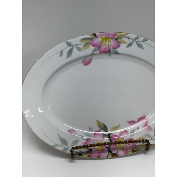 VTG Noritake Azalea 12"x9" Oval Serving Platter Floral Handpainted Japan Made - Picture 2 of 9